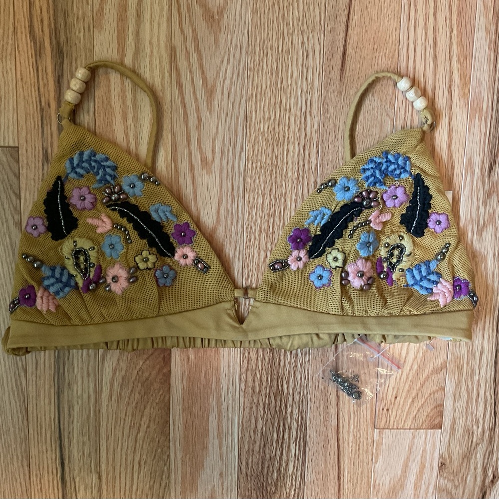 New - Free People Calla Embellished Triangle Bralette summer boho